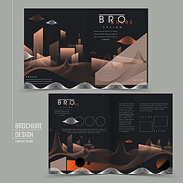 金色线条建筑设计三折页图片