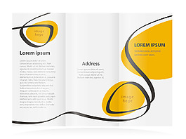 手绘黄色椭圆图案三折页图片