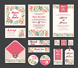 水彩花朵婚礼卡片模板下载