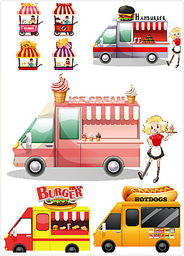 卡通快餐车矢量