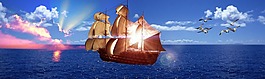 扬帆 船 海