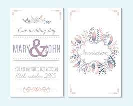 水彩植物花朵婚礼卡片矢量素材