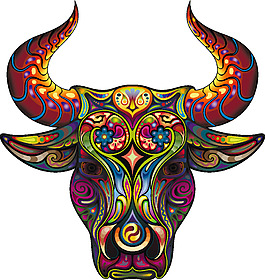 牛头花纹标志设计