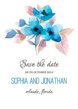 水彩鲜花婚礼贺卡图片