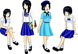 穿校服裙子的少女