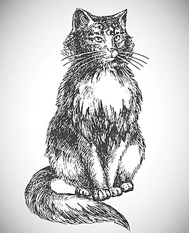 手绘动物素描矢量素材