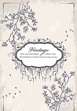 复古婚礼请柬封面矢量素材