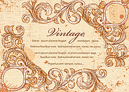 复古植物花纹请柬矢量素材