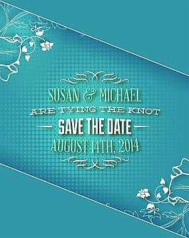 蓝色婚礼请柬封面矢量素材