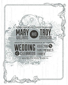 复古婚礼请柬封面矢量素材