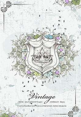 复古盾牌请柬封面矢量素材