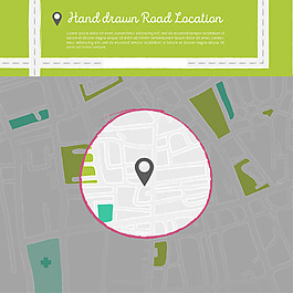 紫色圆手绘地图