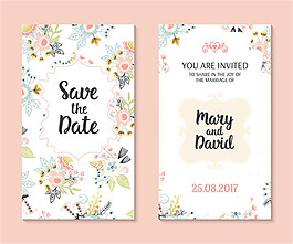 花卉婚礼请柬矢量