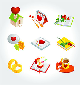 彩色卡通婚礼图标图片