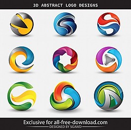 3 d文摘logo设计自由向量