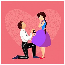 婚姻与浪漫的夫妇参与图纸设计自由向量