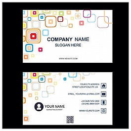 名片与抽象的正方形白色背景插图