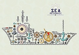 海洋船舶机械零件设计免费矢量力学概念