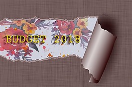 2018年预算横幅设计与撕裂绘画自由向量