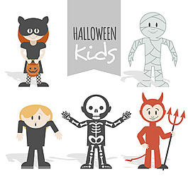 可爱的孩子们装扮成万圣节的角色