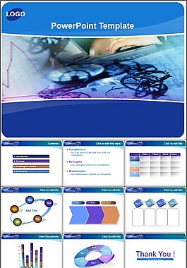 蓝色金融类年终总结ppt