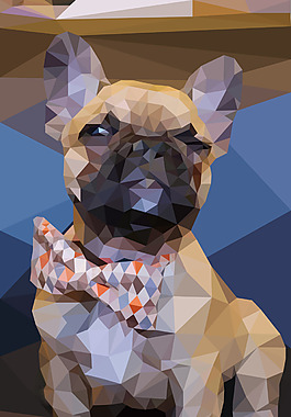 斗牛犬晶格化矢量素材