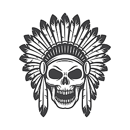 手绘矢量西部牛仔印第安图案