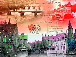 漂亮的城市水墨画图片