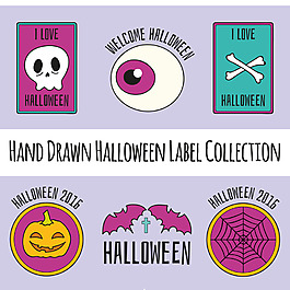 手绘万圣节元素标签