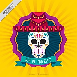 墨西哥骷髅的黄色背景