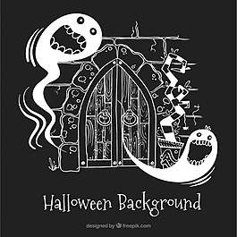 黑色背景的恐怖万圣节鬼