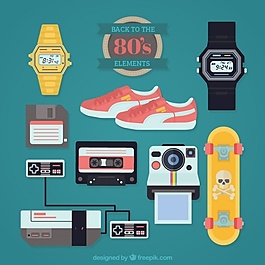 80年代平面设计中的对象集合