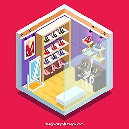 鞋店，等距视图