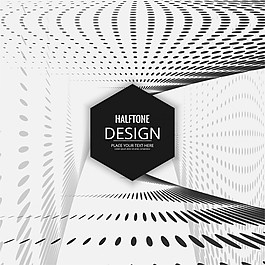 黑色和白色的半色调网点的几何背景