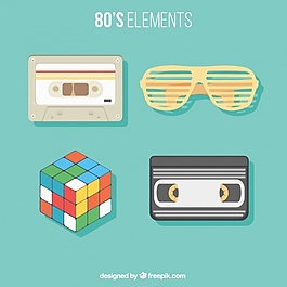 80年代平面设计中的配件集