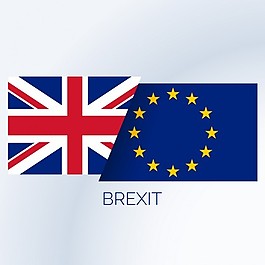 英国退欧背景与英国和欧盟的旗帜