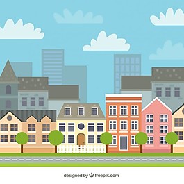 美丽的房子背景的城市