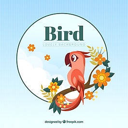 一只可爱的小鸟在树枝上