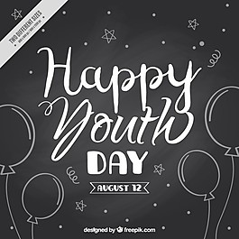 快乐青年日背景在黑板上的效果