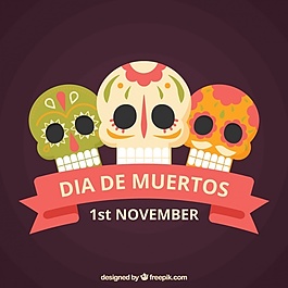 三墨西哥头骨背景