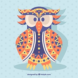 民族可爱猫头鹰在平面设计中的背景