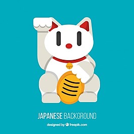 日本平面设计背景与白色的招财猫