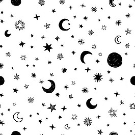 白色背景上的星星和月亮