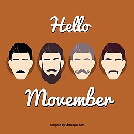 布朗Movember背景四种胡子