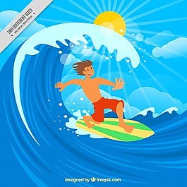 男孩喜欢他的冲浪板的背景