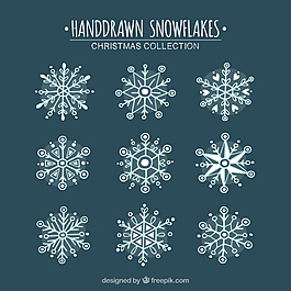 具有圆形背景的手绘雪花包