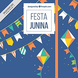 Festa junina的背景与可爱的花环