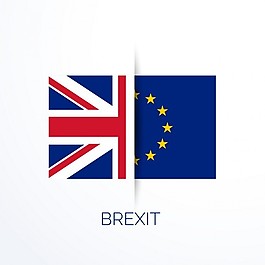 英国退欧公投与英国和欧盟的旗帜