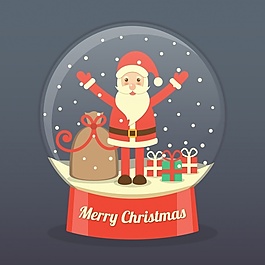 Santa在一个玻璃球