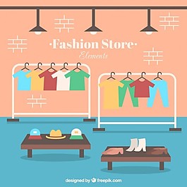 在时尚店中的平面设计与配件